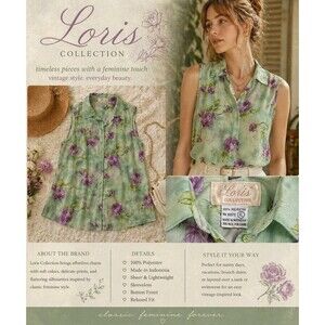 VTG Y2K Sheer Floral Blouse XL Mint Green Cottagecore Resort Button Up